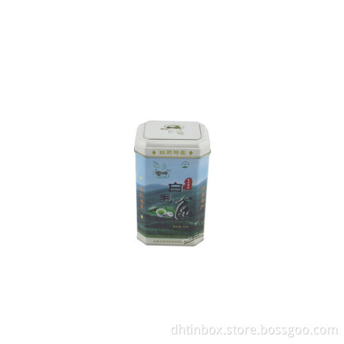 octagon tea tin, octagonal tea container, octagonal can